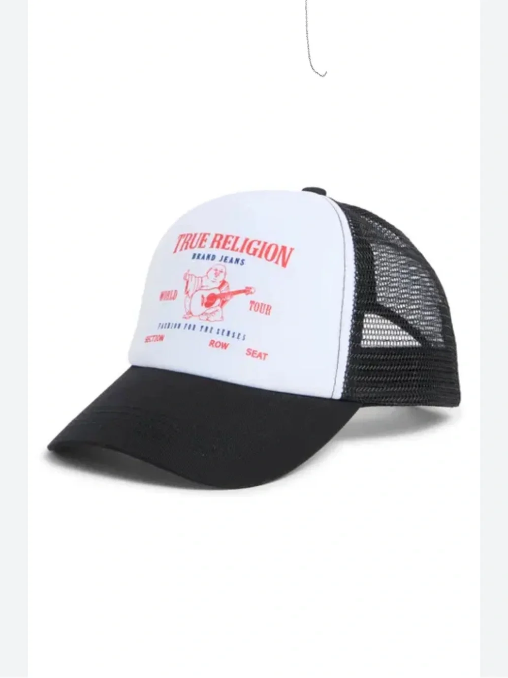True Religion White, Black and Red Logo Kids Trucker Hat size 5-8 years